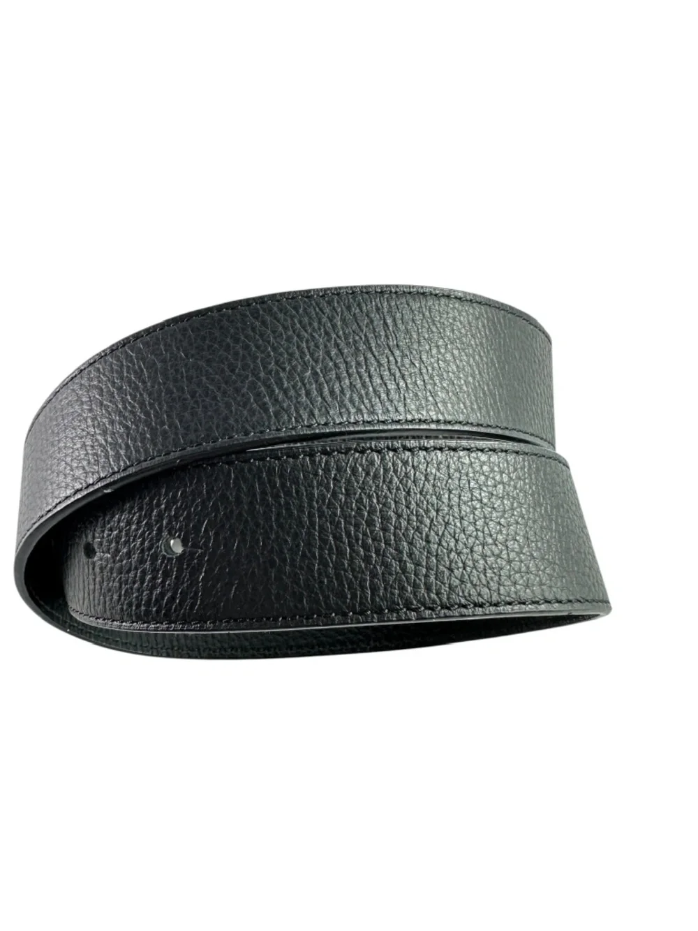 Genuine TORY BURCH Black Pebbled Leather Silver Logo Buckle Unisex Belt 32